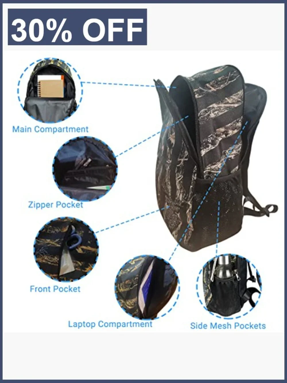 18 Inch Water Resistant Laptop Backpack for School Travel Daypack Unisex Teen